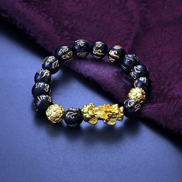 Feng Shui Bracelet - Pixiu Black Obsidian Bracelet for Wealth - Image 2