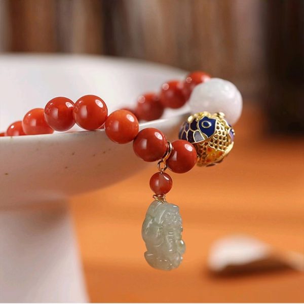 Red Agate Bracelet Jade Pixiu - Preserve Wealth - Image 3