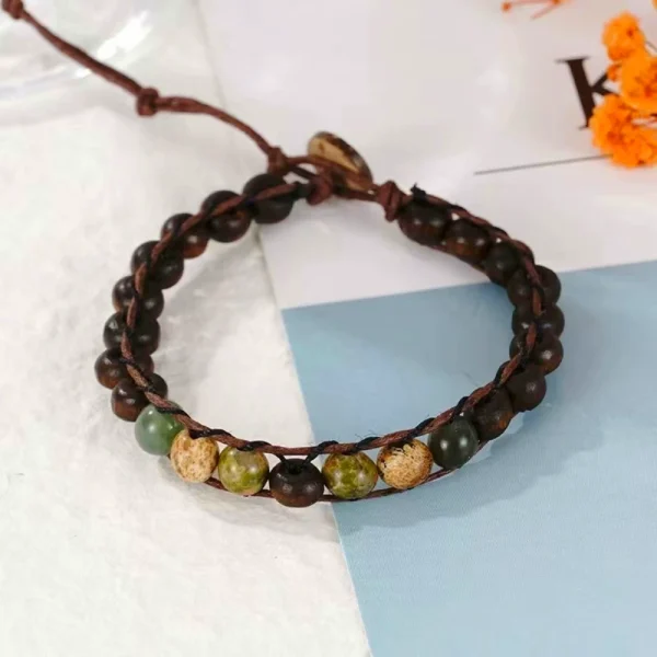 Classical sandalwood Transfer stone woven Bracelet-Bring Luck and Wealth - Image 3