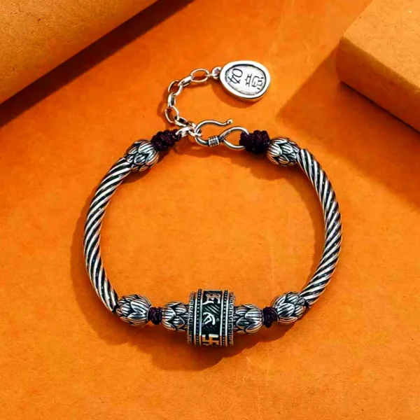 Tibetan Six-Word Mantra Prayer Wheel Bracelet - Image 3