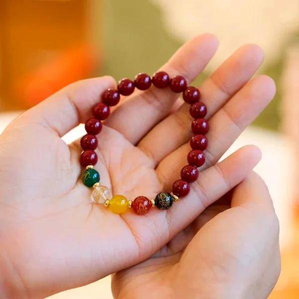 Absorb wealth in all aspects-Five Elements Agate Cinnabar Bracelet - Image 3