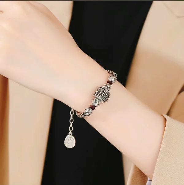 Tibetan Six-Word Mantra Prayer Wheel Bracelet - Image 5