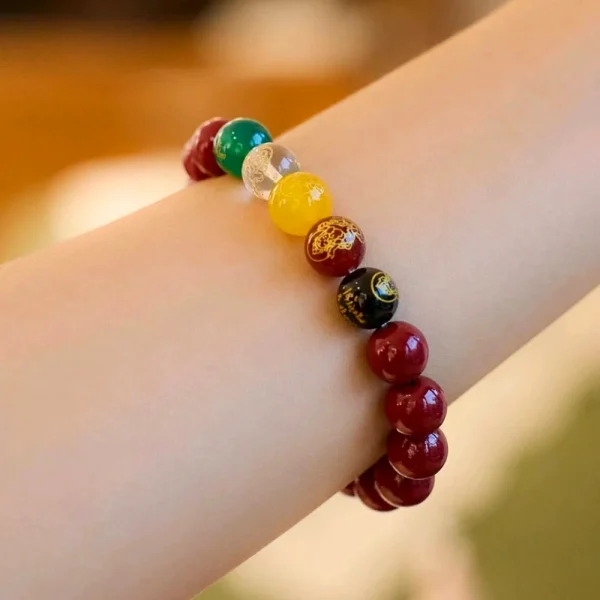Absorb wealth in all aspects-Five Elements Agate Cinnabar Bracelet - Image 5