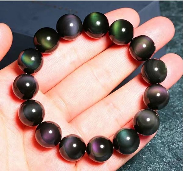 Natural Rainbow Obsidian Crystal Bracelet - Image 3