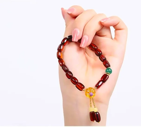 Ethnic style red Amber ladies bracelet-Bring Strength and Wisdom - Image 3