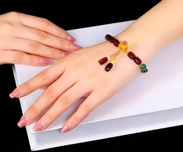 Ethnic style red Amber ladies bracelet-Bring Strength and Wisdom - Image 5