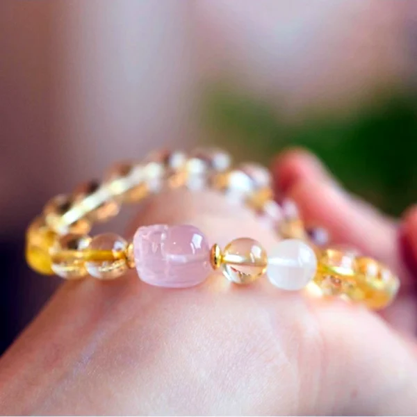 Citrine Strawberry Crystal Pixiu Bracelet-Attract Wealth - Image 3