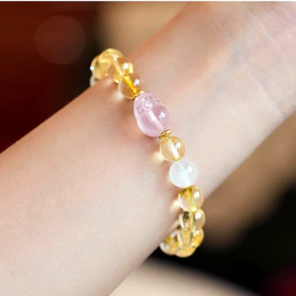Citrine Strawberry Crystal Pixiu Bracelet-Attract Wealth - Image 4