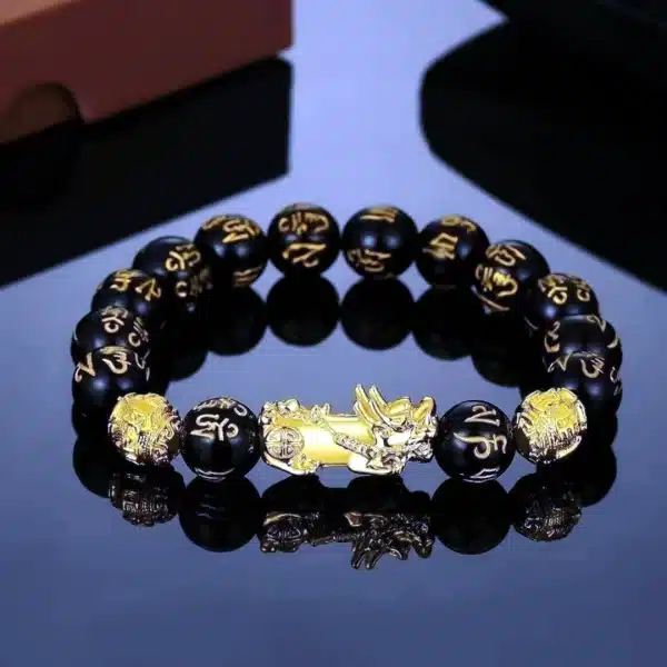 Feng Shui Bracelet - Pixiu Black Obsidian Bracelet for Wealth - Image 3