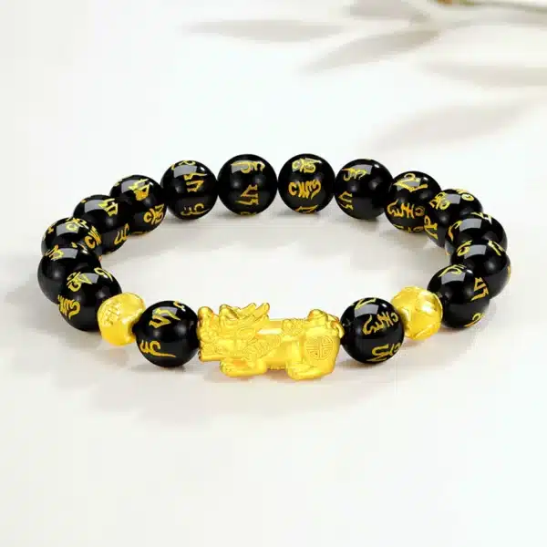 Feng Shui Bracelet - Pixiu Black Obsidian Bracelet for Wealth