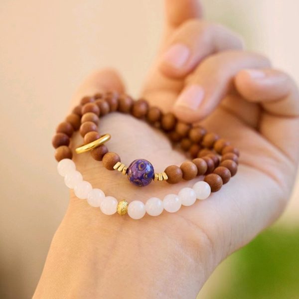 Rosewood lacquer Beads Sandalwood white jade Bracelet/Necklace-Bring good luck and energy - Image 2