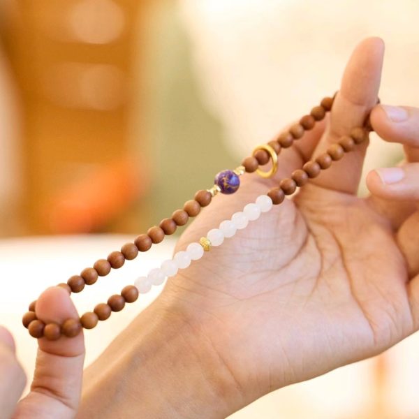 Rosewood lacquer Beads Sandalwood white jade Bracelet/Necklace-Bring good luck and energy - Image 3