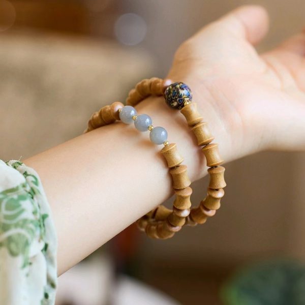 Mist Purple Hotan Jade Bamboo Sandalwood  Bracelet/Necklace-Bring good luck and energy - Image 3