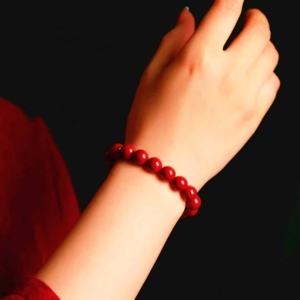 Simple Pure Cinnabar FengShui Bracelet - Auspicious & Guard - Image 2