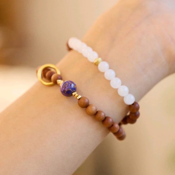 Rosewood lacquer Beads Sandalwood white jade Bracelet/Necklace-Bring good luck and energy - Image 4