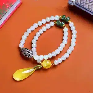 按amage of Double Circle Hetian Jade Bracelet
