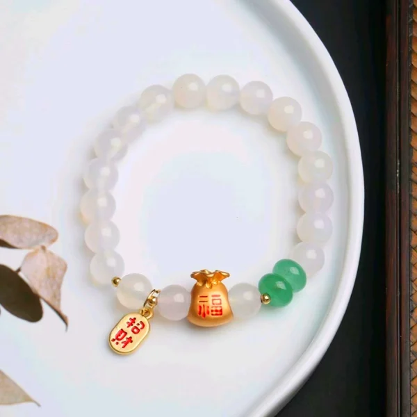 White Agate Bracelet-Brings good Luck and Weath - Image 5
