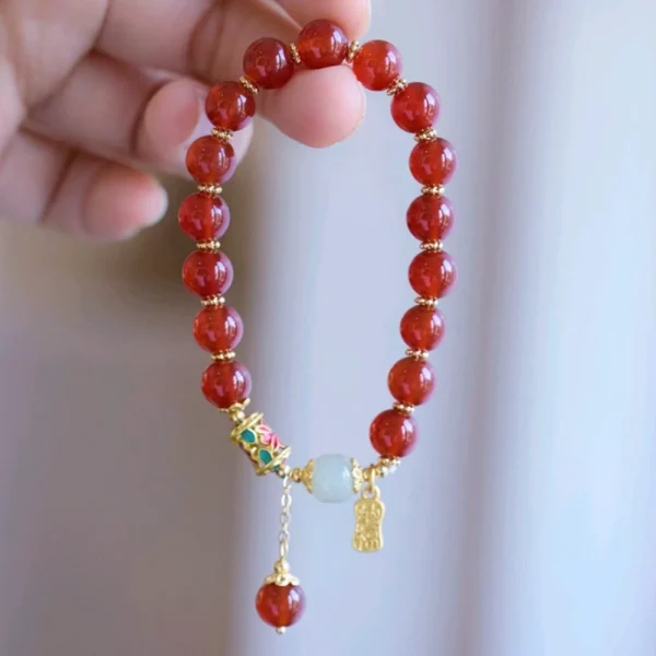 Natural Red Agate Jade Bracelet-Brings good Luck and Happiness - Image 3