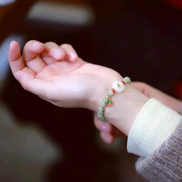 White Jade Flower  Hetian Jade Bracelet-Bring Success and Good Luck - Image 3