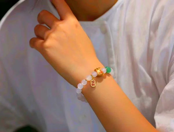 White Agate Bracelet-Brings good Luck and Weath - Image 2