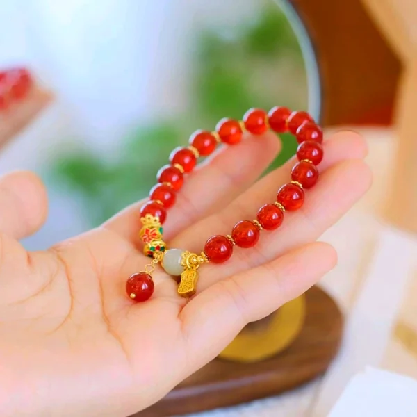 Natural Red Agate Jade Bracelet-Brings good Luck and Happiness - Image 2