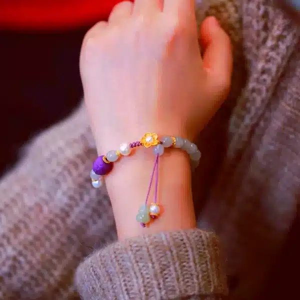 Smoky Purple Hetian Jade Bracelet-Bring Good Luck and Energy - Image 3