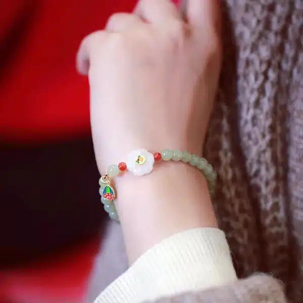 White Jade Flower  Hetian Jade Bracelet-Bring Success and Good Luck - Image 4