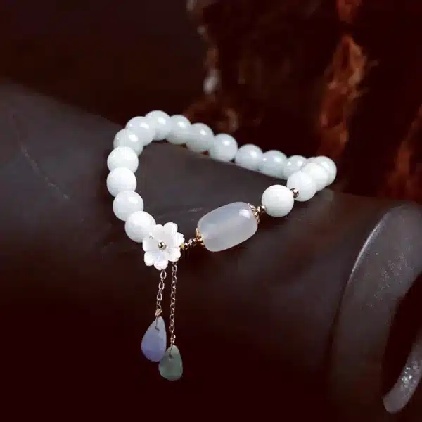 Pure White Jadeite Bracelet-Bring Love and Good Luck - Image 2