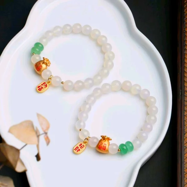 White Agate Bracelet-Brings good Luck and Weath - Image 3