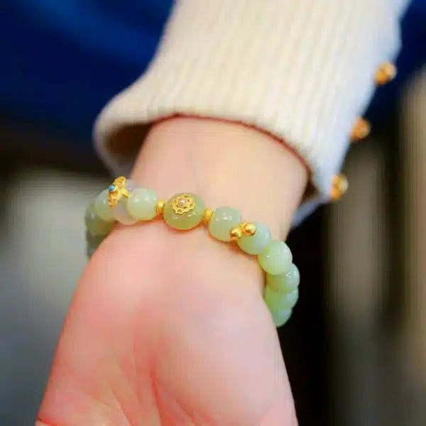 Gold inlaid with jade  Hetian Jade Bracelet-Bring Wealth and Luck - Image 4