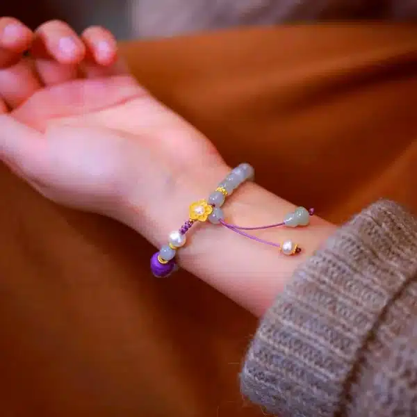 Smoky Purple Hetian Jade Bracelet-Bring Good Luck and Energy - Image 6