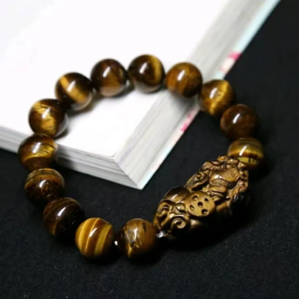 Tiger Eye stone Pixiu Jade Bracelet-Brings good Luck and Weath - Image 4