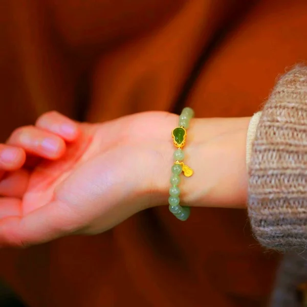 Hetian Jade Bracelet Jasper Gourd-Brings Good Luck and Weath - Image 3