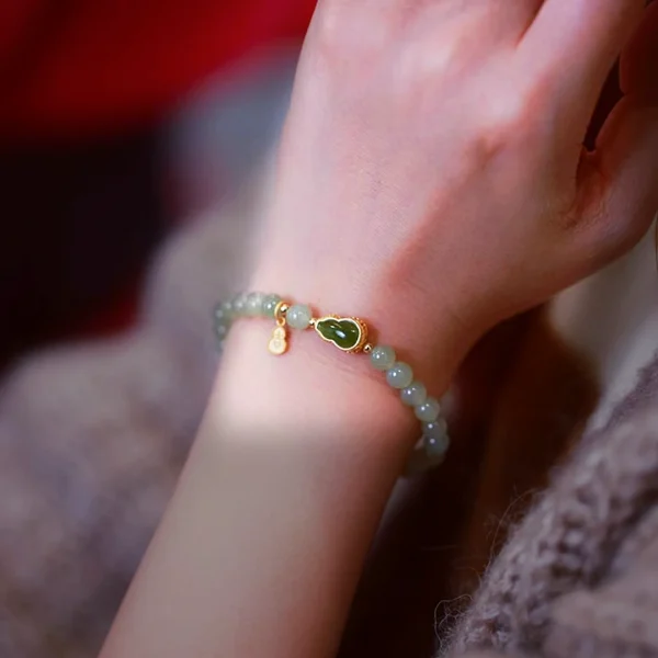 Hetian Jade Bracelet Jasper Gourd-Brings Good Luck and Weath - Image 4