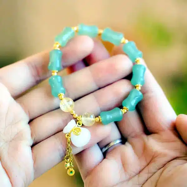 White Jade Lucky Bag Bamboo Jadeite Bracelet-Bring Good Luck and Wealth - Image 3
