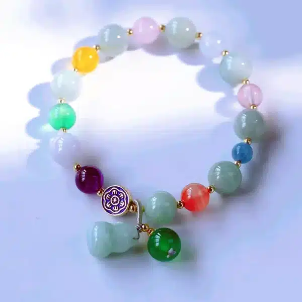 Jade Gourd Jadeite Bracelet-Bring Good Luck and Happiness - Image 3