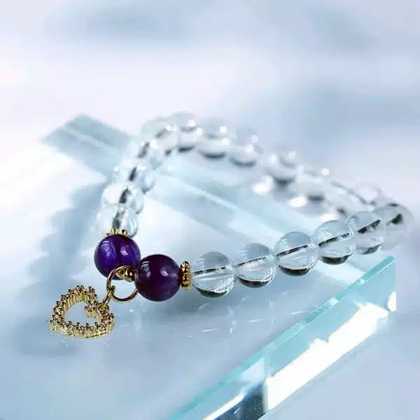 White Crystal Bracelet&Amethyst -Bring Happiness and Love - Image 3
