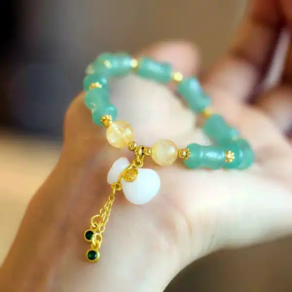 White Jade Lucky Bag Bamboo Jadeite Bracelet-Bring Good Luck and Wealth - Image 2