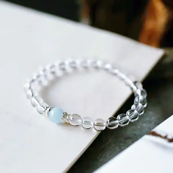 White Crystal Bracelet Aquamarine Good Luck-Bring Good Luck and Energy - Image 4
