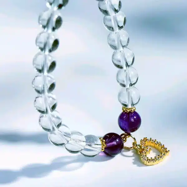 White Crystal Bracelet&Amethyst -Bring Happiness and Love - Image 4