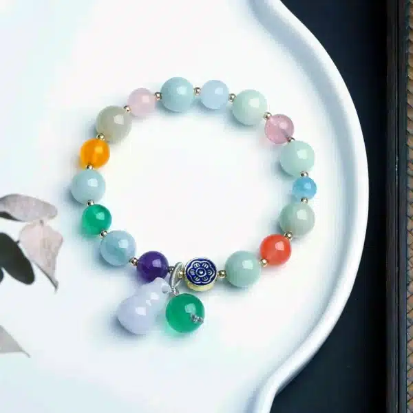 Jade Gourd Jadeite Bracelet-Bring Good Luck and Happiness - Image 4