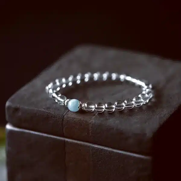 White Crystal Bracelet Aquamarine Good Luck-Bring Good Luck and Energy - Image 3