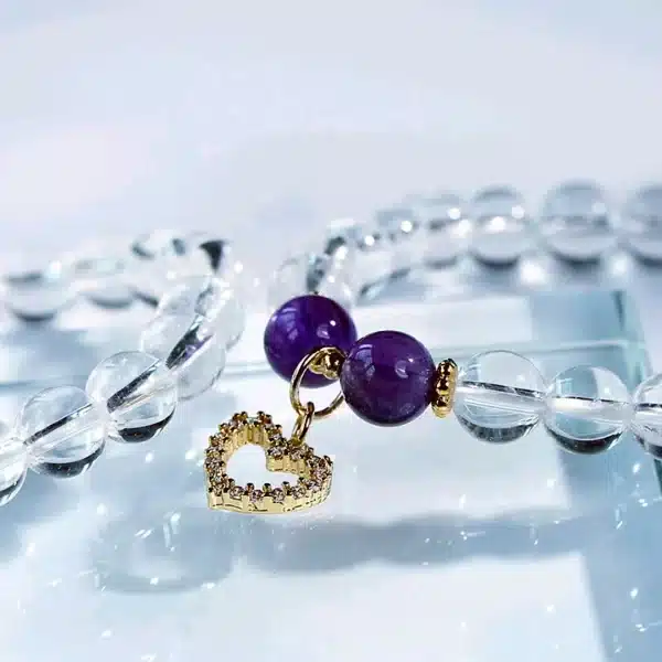 White Crystal Bracelet&Amethyst -Bring Happiness and Love - Image 2