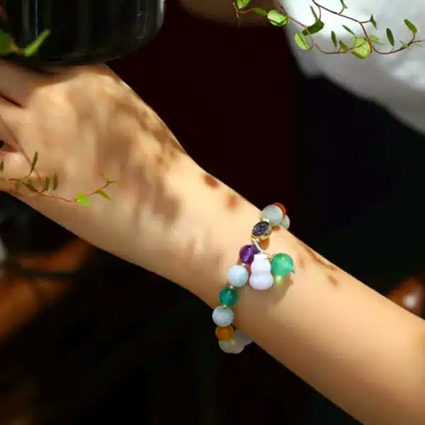 Jade Gourd Jadeite Bracelet-Bring Good Luck and Happiness - Image 6