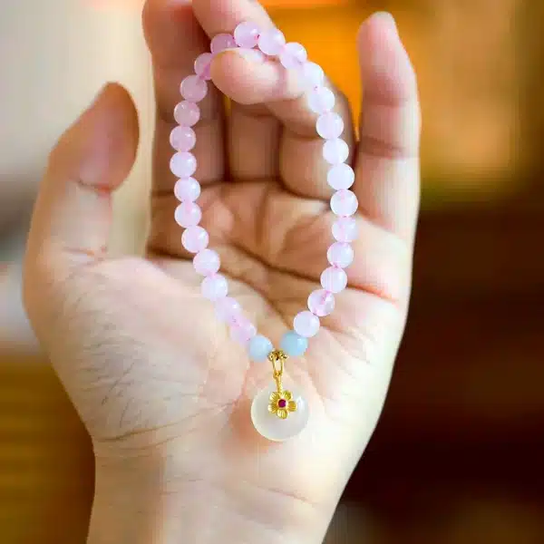 Pink Crystal Bracelet -Brings Love and Good luck - Image 4