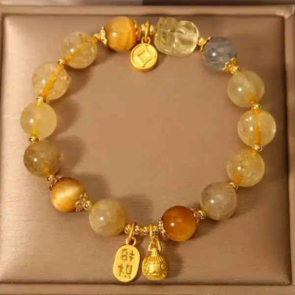 Pixiu Citrine Crystal Bracelet – Natural Jade Pixiu Mala for Wealth, Protection & Abundance - Image 4
