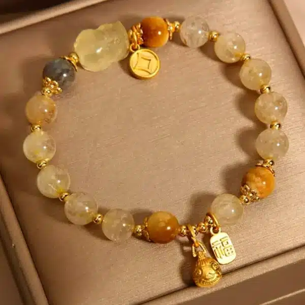 Pixiu Citrine Crystal Bracelet – Natural Jade Pixiu Mala for Wealth, Protection & Abundance - Image 3