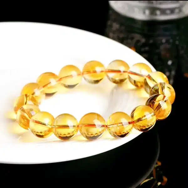 Premium Citrine Crystal Bracelet – 12mm Natural Yellow Quartz Beads for Energy, Abundance & Clarity - Image 3