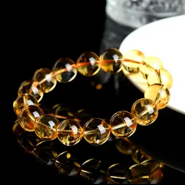 Premium Citrine Crystal Bracelet – 12mm Natural Yellow Quartz Beads for Energy, Abundance & Clarity - Image 4