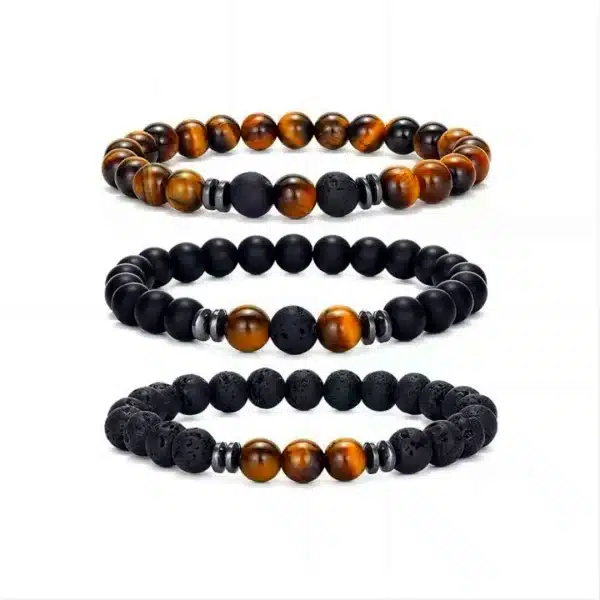 an amage of 3-Piece Natural Stone Bracelet Set